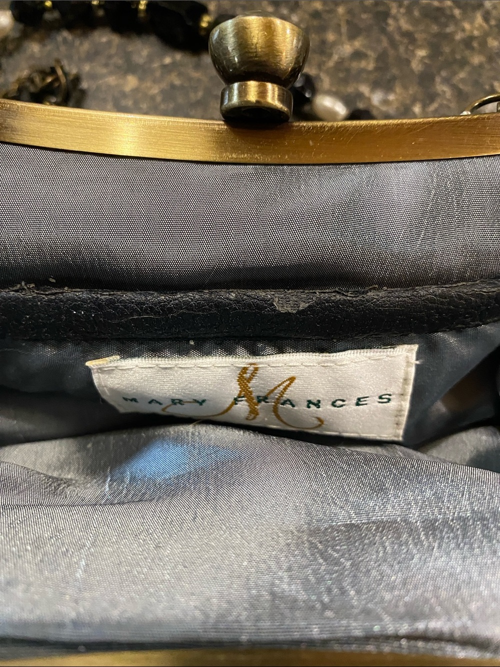 Mary Frances Cream and Black Beaded Shoulder Bag - Picture 8 of 9